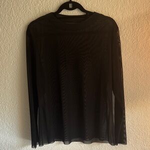 Sheer Black Long Sleeve Mesh Top